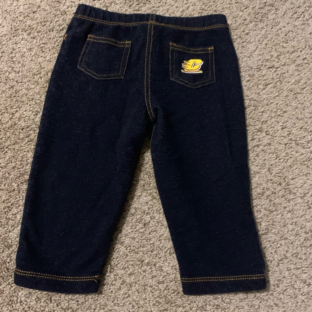 18 month soft faux jeans with the CMU flying c on the back pocket